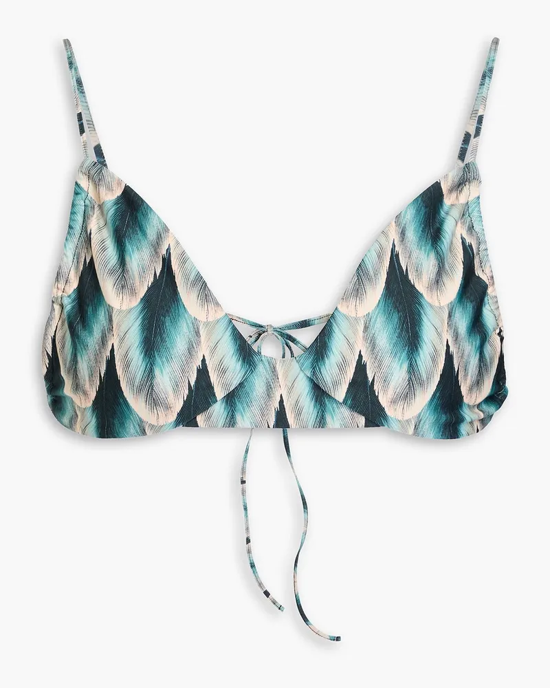 AGUA BENDITA Teresa Pluma printed triangle bikini top - Blue Blue