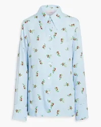 SLEEPER Floral-print satin pajama top - Blue Blue