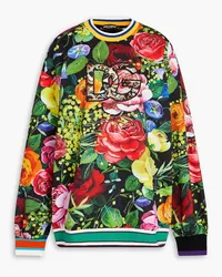 Dolce & Gabbana Embellished floral-print stretch-jersey sweatshirt - Green Green