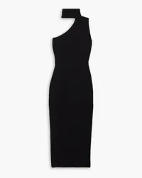 Solace London Aria one-shoulder stretch-knit turtleneck midi dress - Black Black