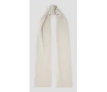 Metallic ribbed cashmere-blend scarf - White