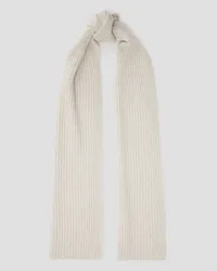 N.Peal Metallic ribbed cashmere-blend scarf - White White