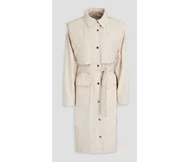 Bead-embellished quilted shell trench coat - White