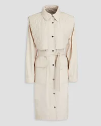 Brunello Cucinelli Bead-embellished quilted shell trench coat - White White