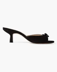 Porte & Paire Bow-detailed suede mules - Black Black