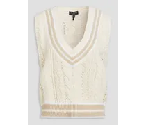 Cable-knit cotton-blend vest - White