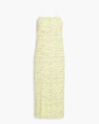 tibi Scintilla glittered jersey midi slip dress - Yellow Yellow