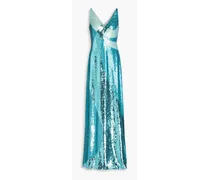 Sequined silk-georgette gown - Blue