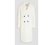 Double-breasted wool-blend brushed-felt coat - White