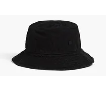 Appliquéd cotton-twill bucket hat - Black