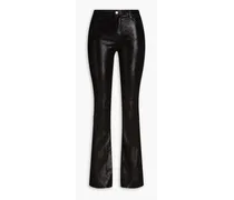 Le High Flare glittered suede flared pants - Black