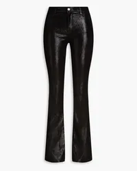 Frame Denim Le High Flare glittered suede flared pants - Black Black