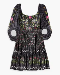 AGUA BENDITA Delirio Trebol floral-print velvet mini dress - Gray Gray