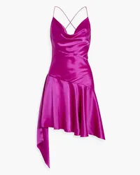 NICHOLAS Bitty asymmetric draped silk-satin mini dress - Purple Purple