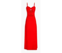 Cutout twisted ribbed stretch-cotton jersey maxi dress - Red
