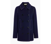 Double-breasted wool-blend felt coat - Blue