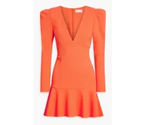 Loretta fluted crepe mini dress - Orange