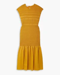 Lafayette148 Shirred crepe midi dress - Yellow Yellow