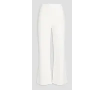 Cropped ribbed jersey flared pants - White