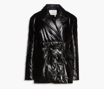 Dalida crinkled glossed-leather jacket - Black