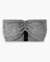 Alessandra Rich Strapless crystal-embellished knitted bra top - Gray Gray