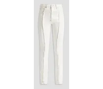 Frayed high-rise slim-leg jeans - White