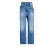 Larsson distressed high-rise straight-leg jeans - Blue
