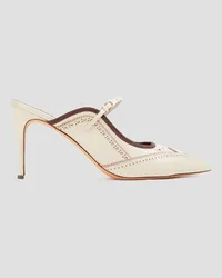 Alexandre Birman Laser-cut leather mules - White White