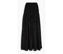 Elena strapless shirred TENCEL™-blend midi dress - Black