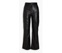 Studded faux leather flared pants - Black