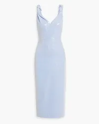 Halston Keira twisted sequined crepe midi dress - Blue Blue