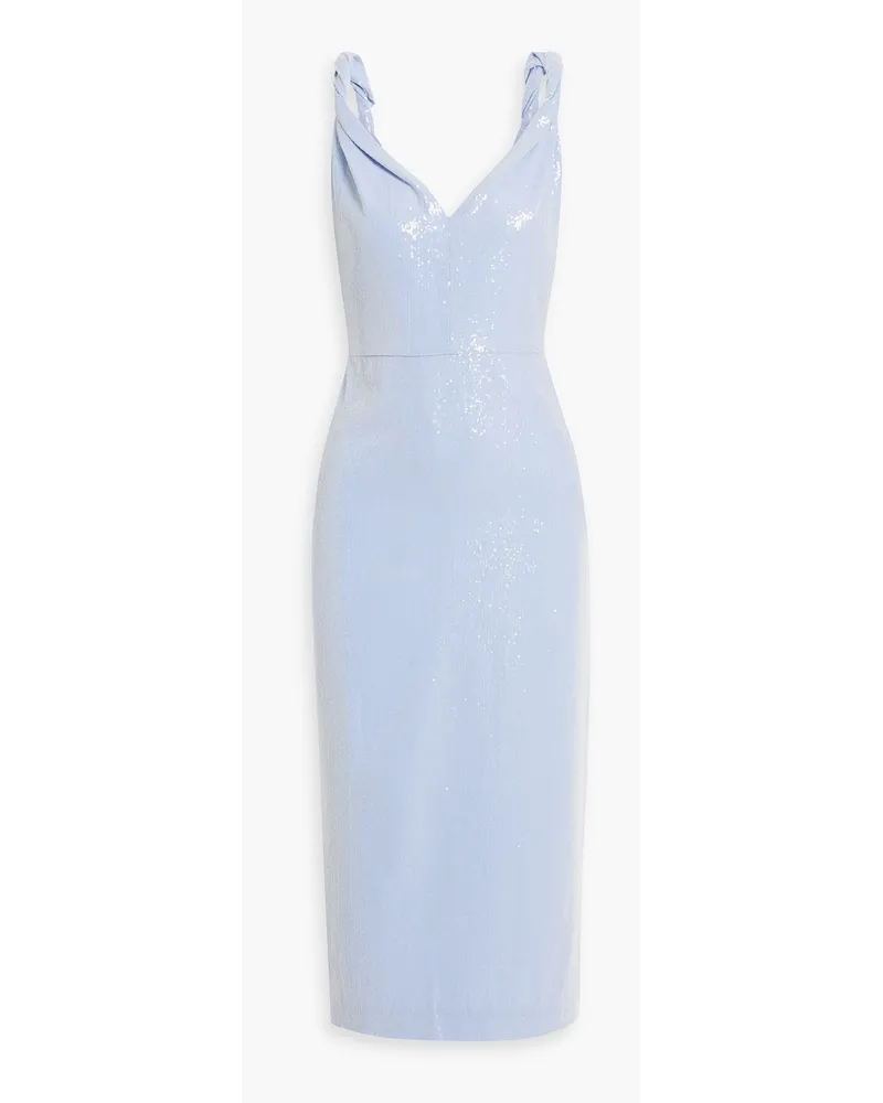 Halston Keira twisted sequined crepe midi dress - Blue Blue