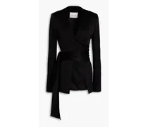 Winter Sun wrap-effect satin-crepe jacket - Black