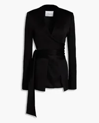 GALVAN Winter Sun wrap-effect satin-crepe jacket - Black Black