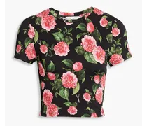 Alice Olivia - Cindy cropped floral-print jersey T-shirt - Pink