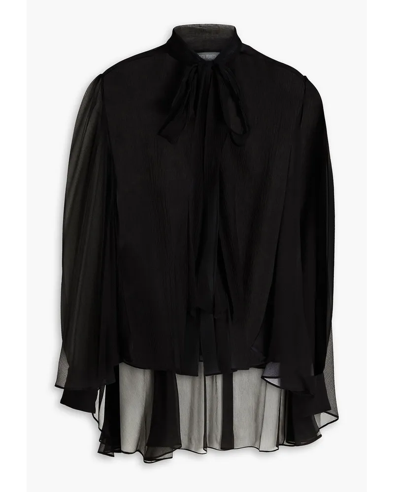 Cape-effect silk-crepon blouse - Black