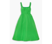 Paneled silk-faille midi dress - Green