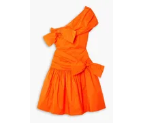 Meredith one-shoulder bow-detailed taffeta mini dress - Orange