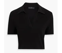 Cropped Supima cotton-blend polo shirt - Black