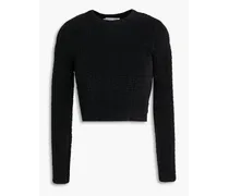 Cropped jacquard-knit top - Black