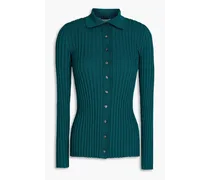 Ribbed-knit cardigan - Green
