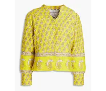 Mori quilted floral-print cotton coat - Yellow