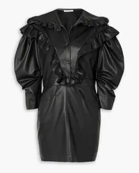 Philosophy Di Lorenzo Serafini Ruffled faux leather mini dress - Black Black