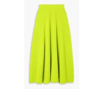 Lorna neon pointelle-knit wool maxi skirt - Green