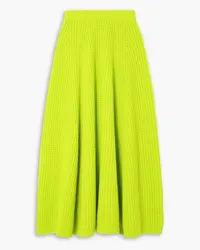 Brandon Maxwell Lorna neon pointelle-knit wool maxi skirt - Green Green