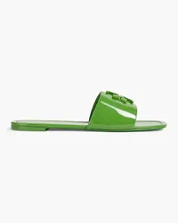 Tory Burch Eleanor embellished patent-leather slides - Green Green