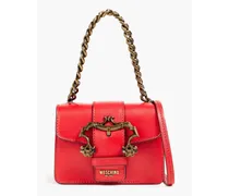 Buckle-embellished leather shoulder bag - Red