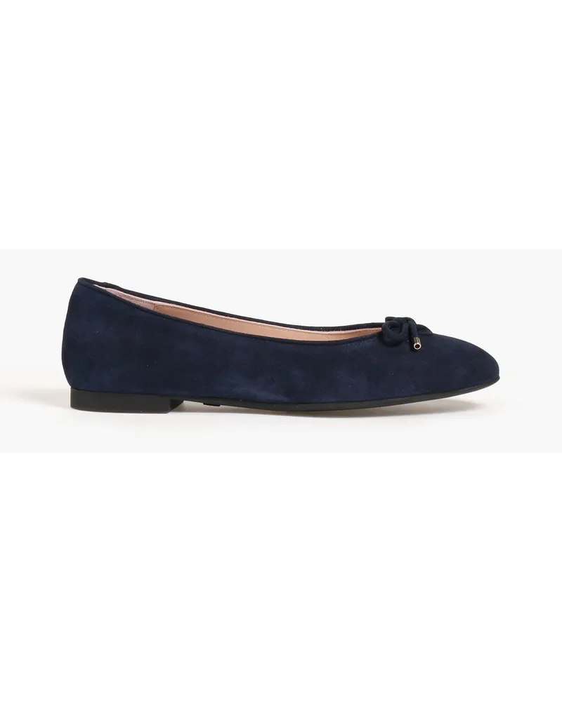 Gabby bow-detailed suede ballet flats - Blue