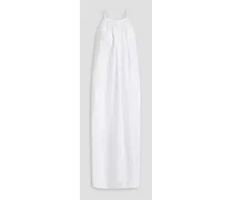 Gathered linen midi dress - White