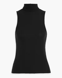 Frame Denim Ribbed stretch-modal turtleneck top - Black Black